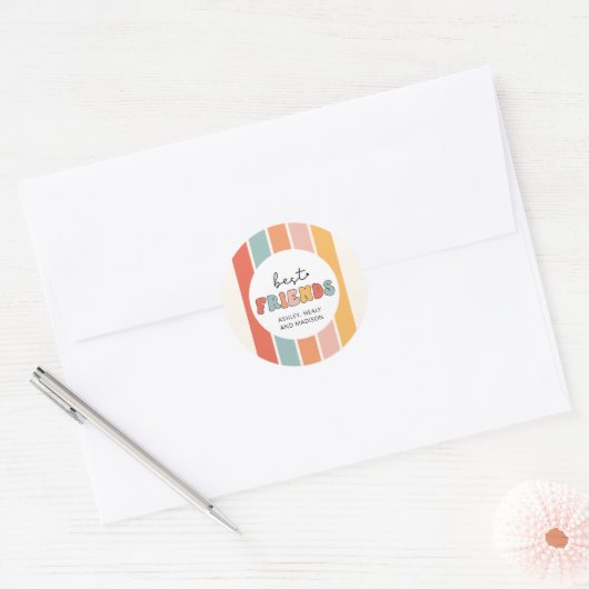 カスタムレトロ友最高の人BFFsかわいいベスティーズのギフト ラウンドシール (封筒)