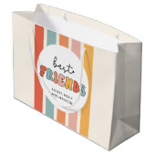 カスタムレトロ友最高の人BFFsかわいいベスティーズのギフト ラージペーパーバッグ (裏面アングル)