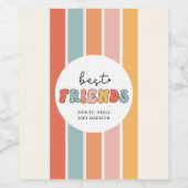 カスタムレトロ友最高の人BFFsかわいいベスティーズのギフト ワインラベル (シングルラベル)