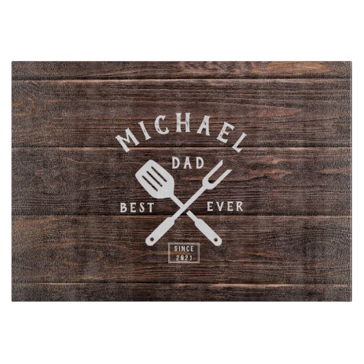 カスタムレトロ最高のパパエバーダークウッ素朴ドプリント カッティングボード (正面)