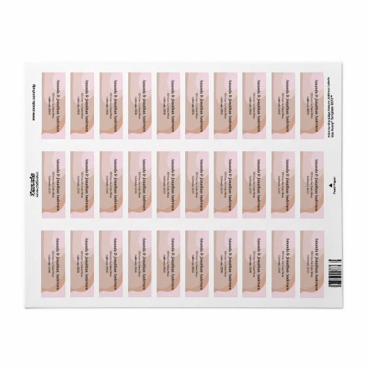 カスタムレトロ波結婚差出人住所 ラベル (フルシート)