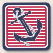 カスタムレトロ船いかりパタストライプーン コースター (正面)
