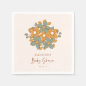 カスタムレトロ金ゴールドフローラミニマリストベビーシャワー スタンダードカクテルナプキン (正面)
