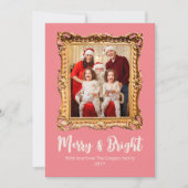 カスタムレトロ金ゴールド写真枠メリークリスマス シーズンカード (正面)