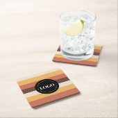 カスタムレトロ60s 70sストライプ会社ビジネスロゴ スクエアペーパーコースター (インサイチュ)