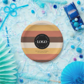 カスタムレトロ60s 70sストライプ会社ビジネスロゴ ペーパープレート (パーティー)