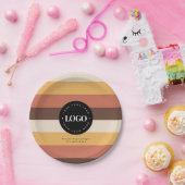 カスタムレトロ60s 70sストライプ会社ビジネスロゴ ペーパープレート (パーティー)