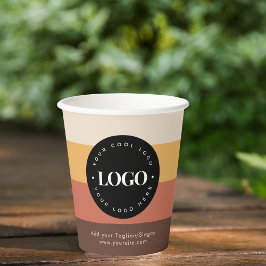 カスタムレトロ60s 70sストライプ会社ビジネスロゴ 紙コップ