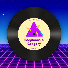 カスタムレトロ80sビニフェイクルレコード日付の保存 招待状