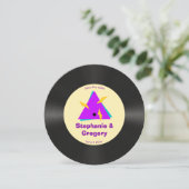 カスタムレトロ80sビニフェイクルレコード日付の保存 招待状 (スタンド正面)