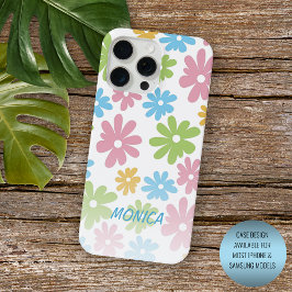 カスタムレトロ フローラル アート パターン iPhone 12 15 Pro Maxケース