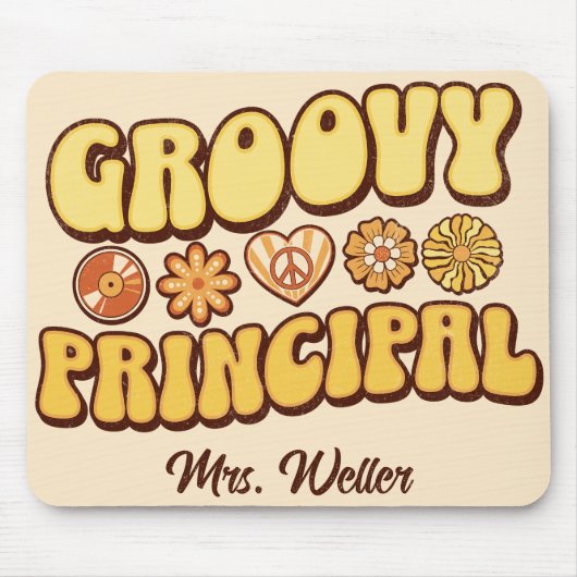 カスタムレトロ「Groovy Principal」波形ヴィンテージ マウスパッド (正面)