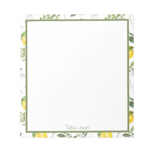 カスタムレモンと花のノートパッド ノートパッド (正面)