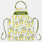 カスタムレモンシトラスイエローキッチン エプロン (正面)