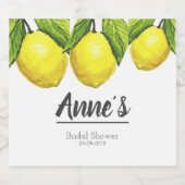 カスタムレモンブライダルシャワーテーマ水彩 スパークリングワインラベル (シングルラベル)