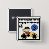 カスタムレーシングカー誕生日ボタン 缶バッジ (正面&裏面)