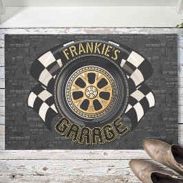 カスタムレーシング改造フラッグ車庫 ドアマット