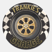 カスタムレーシング改造フラッグ車庫 ラウンドシール (正面)