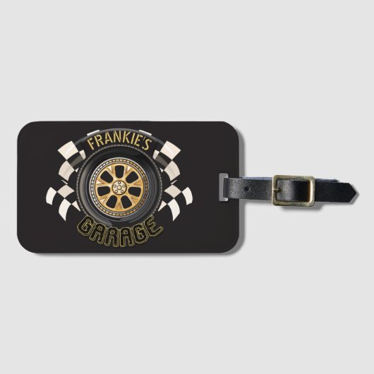 カスタムレーシング改造フラッグ車庫 ラゲッジタグ (正面横)