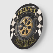 カスタムレーシング改造フラッグ車庫 ラージ壁時計 (傾斜)