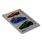 カスタムレースカーオレンジブルーとグリーン ノートブック (右側)