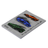 カスタムレースカーオレンジブルーとグリーン ノートブック (左側)