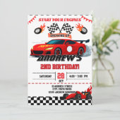 カスタムレース車の誕生日パーティー 招待状 (スタンド正面)