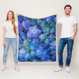 カスタムロイヤルブルーの花の画像 海の深み フリースブランケット