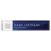 カスタムロエレガントゴネイビーブルーウェーブ白 デスクネームプレート (正面)