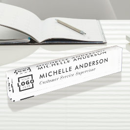 カスタムロエレガントゴモダンミニマル白 デスクネームプレート