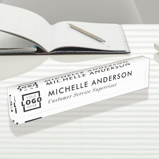 カスタムロエレガントゴモダンミニマル白 デスクネームプレート