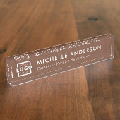 カスタムロエレガントゴモダンミニマル茶ホワイト デスクネームプレート (側面)