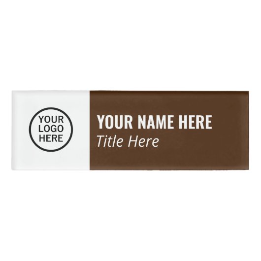 カスタムロエレガントゴ茶色のホワイトマグネットタイトル 名札 (正面)