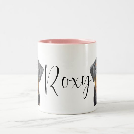 カスタムロキシロットワイラー犬 ツートーンマグカップ (中央)