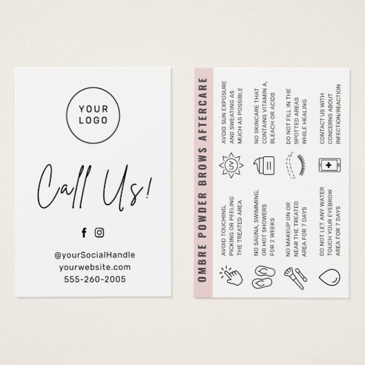 カスタムログラデーションゴ粉体眉アフターケアカード (正面&裏面)