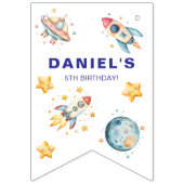 カスタムロケット船宇宙をテーマにしたパーティーバンティング バンティングフラッグ (第1の旗)