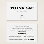 カスタムロゴありがとうお支払い中小ビジネス包装カード (正面&裏面)