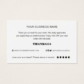 カスタムロゴありがとうお支払い中小ビジネス包装カード (裏面)