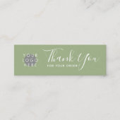 カスタムロゴありがとう割引コードセージグリーン スキニー名刺 (正面)