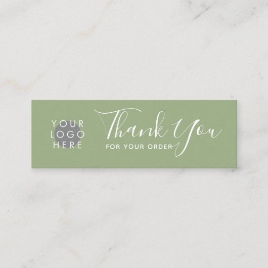 カスタムロゴありがとう割引コードセージグリーン スキニー名刺 (正面)