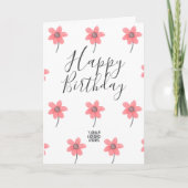 カスタムロゴかわいらしピンク花ハッピーバースデー カード (正面)