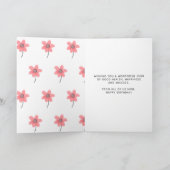 カスタムロゴかわいらしピンク花ハッピーバースデー カード (内部)