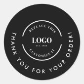 カスタムロゴご注文いただきありがとうございますブラック ラウンドシール (正面)