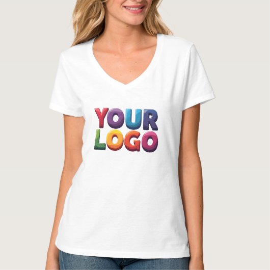 カスタムロゴとテキストのシンプルなビジネス Tシャツ (正面)