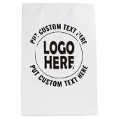 カスタムロゴとテキストのビジネスプロモーション ミディアムペーパーバッグ (正面)