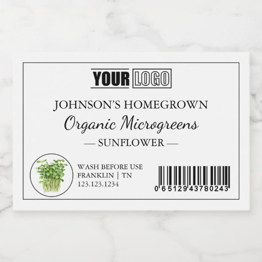 カスタムロゴとバーコードフレッシュミクオーガニックログリーン フードラベル (シングルラベル)