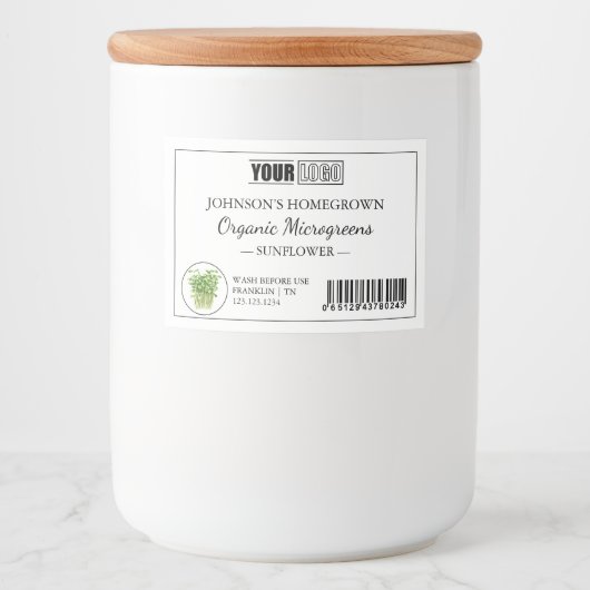 カスタムロゴとバーコードフレッシュミクオーガニックログリーン フードラベル (正面)