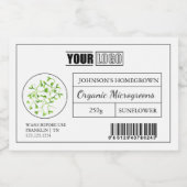 カスタムロゴとバーコードフレッシュミクオーガニックログリーン フードラベル (シングルラベル)