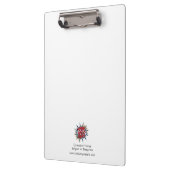 カスタムロゴとビジネス詳細の白いクリップボード クリップボード (左)