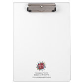 カスタムロゴとビジネス詳細の白いクリップボード クリップボード (正面)